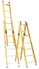 Made in USA - 7' High, Type IAA Rating, Fiberglass Extension Ladder - Eagle Tool & Supply
