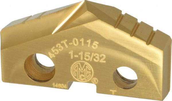 Allied Machine and Engineering - 1-15/32" Diam x 1/4" Thick, Seat Code 3, 132° Included Angle Spade Drill Insert - TiN Coated, Cobalt, Series GEN2 T-A - Eagle Tool & Supply
