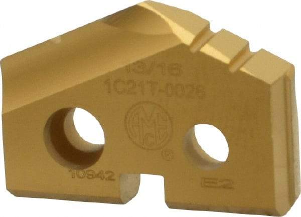 Allied Machine and Engineering - 13/16" Diam x 5/32" Thick, Seat Code 1, 132° Included Angle Spade Drill Insert - TiN Coated, Carbide, Grade K20, Series T-A - Eagle Tool & Supply