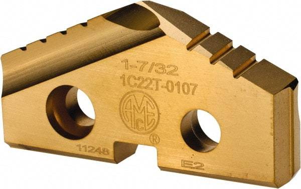 Allied Machine and Engineering - 1-7/32" Diam x 3/16" Thick, Seat Code 2, 132° Included Angle Spade Drill Insert - TiN Coated, Carbide, Grade K20, Series T-A - Eagle Tool & Supply