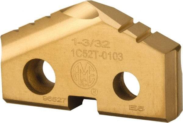 Allied Machine and Engineering - 1-3/32" Diam x 3/16" Thick, Seat Code 2, 132° Included Angle Spade Drill Insert - TiN Coated, Carbide, Grade P40, Series T-A - Eagle Tool & Supply