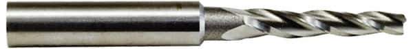 Made in USA - 7° Taper Angle per Side, 0.07" Small End Diam, 1-1/2" LOC, High Speed Steel 3 Flute Tapered Square End Mill - 3-1/4" OAL, 1/2" Shank Diam - Eagle Tool & Supply