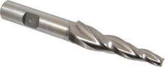 Made in USA - 5° Taper Angle per Side, 1/4" Small End Diam, 2-1/4" LOC, High Speed Steel 3 Flute Tapered Square End Mill - 4-1/4" OAL, 1/2" Shank Diam - Eagle Tool & Supply