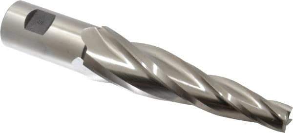 Made in USA - 5° Taper Angle per Side, 5/8" Small End Diam, 5" LOC, High Speed Steel 4 Flute Tapered Square End Mill - 7-1/2" OAL, 1-1/4" Shank Diam, Spiral Flute - Eagle Tool & Supply