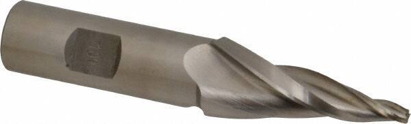 Made in USA - 10° Taper Angle per Side, 5/32" Small End Diam, 2" LOC, High Speed Steel 3 Flute Tapered Square End Mill - 4-1/4" OAL, 3/4" Shank Diam - Eagle Tool & Supply