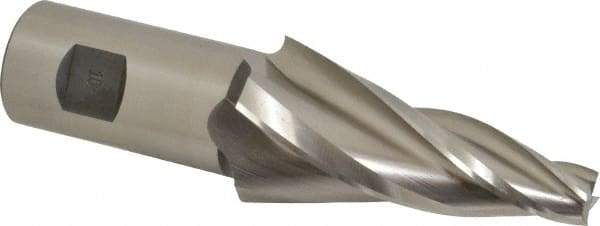 Made in USA - 10° Taper Angle per Side, 1/2" Small End Diam, 3-1/4" LOC, High Speed Steel 4 Flute Tapered Square End Mill - 5-3/4" OAL, 1-1/4" Shank Diam, Spiral Flute - Eagle Tool & Supply