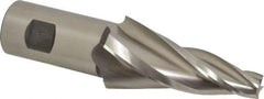 Made in USA - 10° Taper Angle per Side, 1/2" Small End Diam, 3-1/4" LOC, High Speed Steel 4 Flute Tapered Square End Mill - 5-3/4" OAL, 1-1/4" Shank Diam, Spiral Flute - Eagle Tool & Supply
