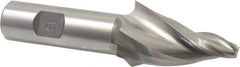 Made in USA - 15° Taper Angle per Side, 1/4" Small End Diam, 2" LOC, High Speed Steel 3 Flute Tapered Square End Mill - 4-1/2" OAL, 1" Shank Diam, Spiral Flute - Eagle Tool & Supply