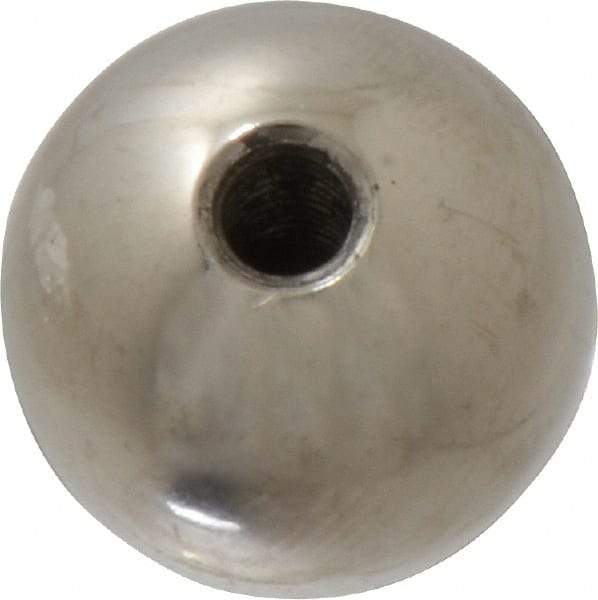 Gibraltar - 10-32 Thread, 3/4" Diam, Threaded Hole Ball Knob - Natural, Stainless Steel, Smooth Grip, 3/8" Hole Depth - Eagle Tool & Supply