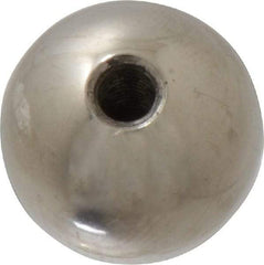 Gibraltar - 10-32 Thread, 3/4" Diam, Threaded Hole Ball Knob - Natural, Stainless Steel, Smooth Grip, 3/8" Hole Depth - Eagle Tool & Supply