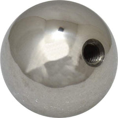 Gibraltar - 10-32 Thread, 1" Diam, Threaded Hole Ball Knob - Natural, Stainless Steel, Smooth Grip, 3/8" Hole Depth - Eagle Tool & Supply