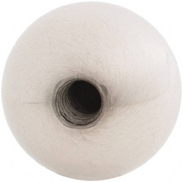 Gibraltar - 1/4-20 Thread, 1" Diam, Threaded Hole Ball Knob - Natural, Stainless Steel, Smooth Grip, 1/2" Hole Depth - Eagle Tool & Supply