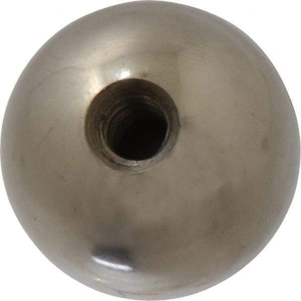 Gibraltar - 1/4-28 Thread, 1" Diam, Threaded Hole Ball Knob - Natural, Stainless Steel, Smooth Grip, 1/2" Hole Depth - Eagle Tool & Supply