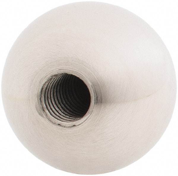 Gibraltar - 5/16-18 Thread, 1" Diam, Threaded Hole Ball Knob - Natural, Stainless Steel, Smooth Grip, 1/2" Hole Depth - Eagle Tool & Supply