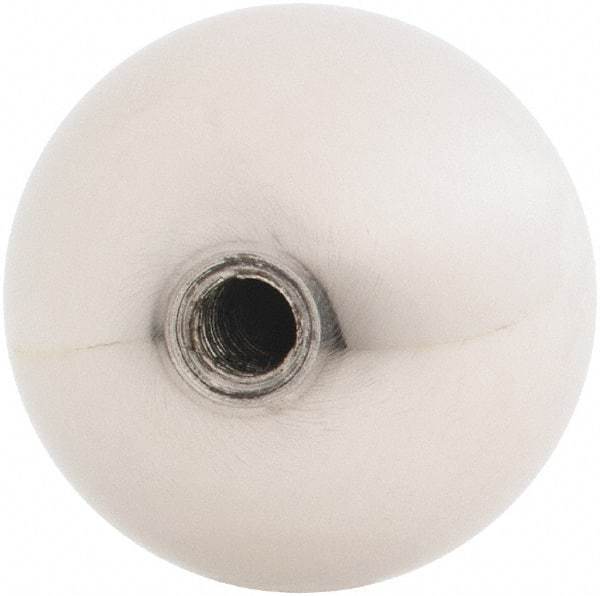 Gibraltar - 1/4-28 Thread, 1.38" Diam, Threaded Hole Ball Knob - Natural, Stainless Steel, Smooth Grip, 5/8" Hole Depth - Eagle Tool & Supply