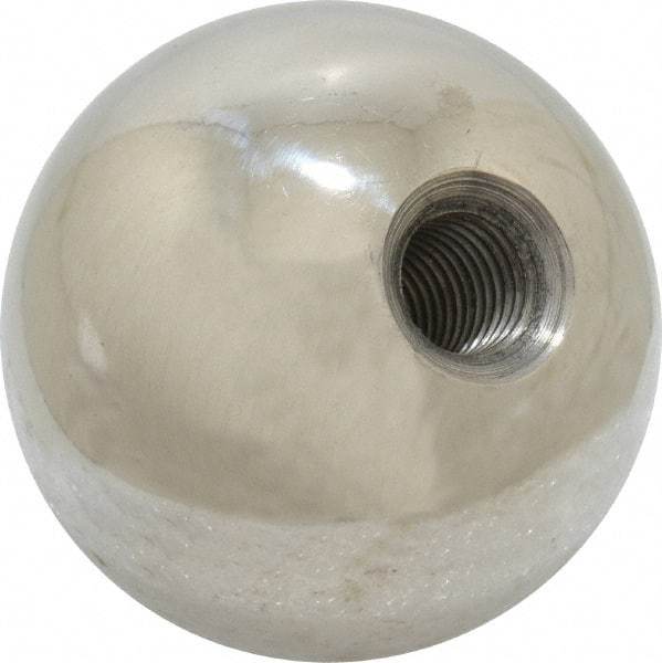 Gibraltar - 5/16-24 Thread, 1.38" Diam, Threaded Hole Ball Knob - Natural, Stainless Steel, Smooth Grip, 5/8" Hole Depth - Eagle Tool & Supply