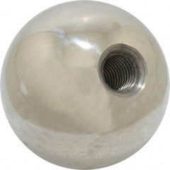 Gibraltar - 5/16-24 Thread, 1.38" Diam, Threaded Hole Ball Knob - Natural, Stainless Steel, Smooth Grip, 5/8" Hole Depth - Eagle Tool & Supply