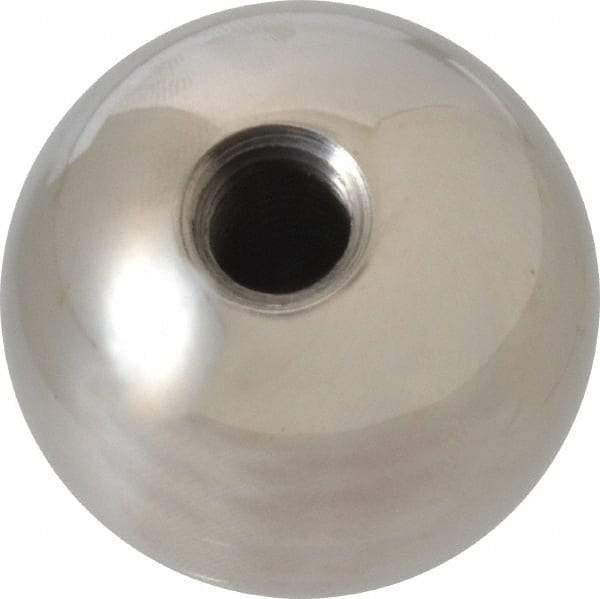 Gibraltar - 3/8-16 Thread, 1.38" Diam, Threaded Hole Ball Knob - Natural, Stainless Steel, Smooth Grip, 5/8" Hole Depth - Eagle Tool & Supply