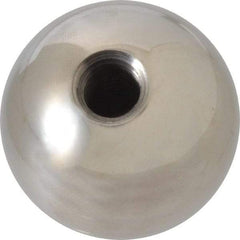 Gibraltar - 3/8-16 Thread, 1.38" Diam, Threaded Hole Ball Knob - Natural, Stainless Steel, Smooth Grip, 5/8" Hole Depth - Eagle Tool & Supply