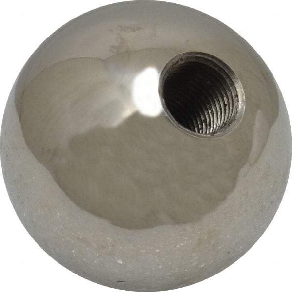 Gibraltar - 3/8-24 Thread, 1.38" Diam, Threaded Hole Ball Knob - Natural, Stainless Steel, Smooth Grip, 5/8" Hole Depth - Eagle Tool & Supply