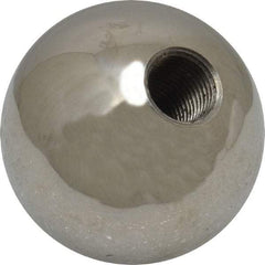 Gibraltar - 3/8-24 Thread, 1.38" Diam, Threaded Hole Ball Knob - Natural, Stainless Steel, Smooth Grip, 5/8" Hole Depth - Eagle Tool & Supply