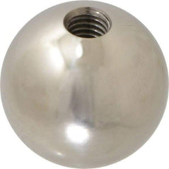 Gibraltar - 1/2-13 Thread, 1.88" Diam, Threaded Hole Ball Knob - Natural, Stainless Steel, Smooth Grip, 3/4" Hole Depth - Eagle Tool & Supply