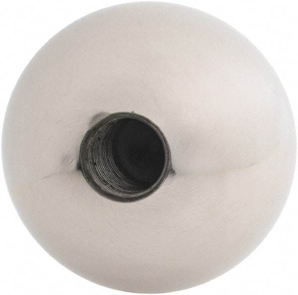 Gibraltar - 1/2-20 Thread, 1.88" Diam, Threaded Hole Ball Knob - Natural, Stainless Steel, Smooth Grip, 3/4" Hole Depth - Eagle Tool & Supply
