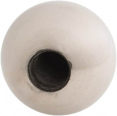 Gibraltar - 5/8-18 Thread, 1.88" Diam, Threaded Hole Ball Knob - Natural, Stainless Steel, Smooth Grip, 3/4" Hole Depth - Eagle Tool & Supply