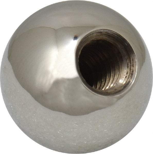 Gibraltar - 3/8-16 Thread, 1" Diam, Threaded Hole Ball Knob - Natural, Stainless Steel, Smooth Grip, 1/2" Hole Depth - Eagle Tool & Supply