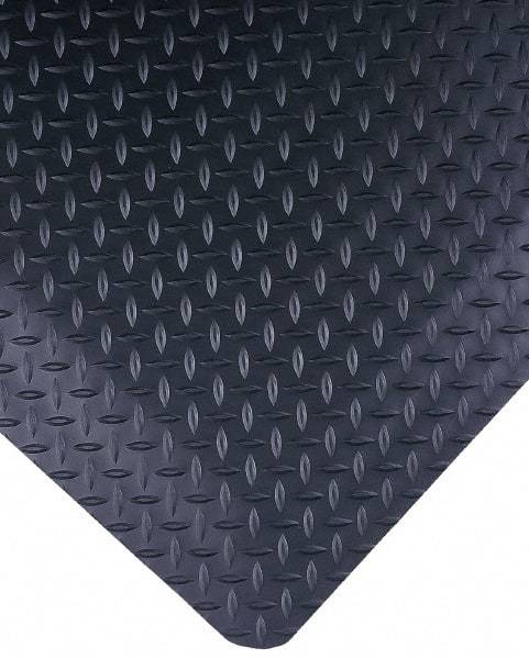 Wearwell - 75' Long x 2' Wide, Dry Environment, Anti-Fatigue Matting - Black, Vinyl with Nitrile Blend Base, Beveled on 4 Sides - Eagle Tool & Supply
