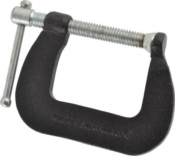 Wilton - Light-Duty 1-1/2" Max Opening, 1-1/2" Throat Depth, Forged Steel Standard C-Clamp - 850 Lb Capacity, 0" Min Opening, Standard Throat Depth, Steel Screw - Eagle Tool & Supply