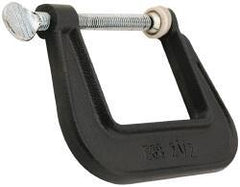 Wilton - Light-Duty 1-1/4" Max Opening, 1-1/4" Throat Depth, Ductile Iron Standard C-Clamp - 450 Lb Capacity, 0" Min Opening, Standard Throat Depth, Steel Screw - Eagle Tool & Supply