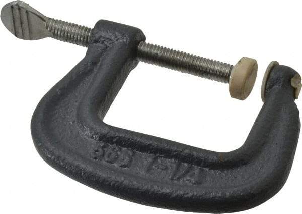 Hargrave - Light-Duty 1-1/4" Max Opening, 1-3/16" Throat Depth, Ductile Iron Standard C-Clamp - 550 Lb Capacity, 0" Min Opening, Standard Throat Depth, Steel Screw - Eagle Tool & Supply