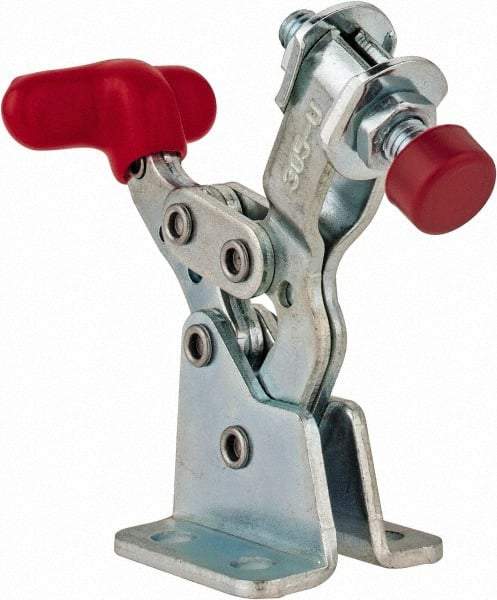 De-Sta-Co - 150 Lb Holding Capacity, Horizontal Handle, Manual Hold Down Toggle Clamp - 170° Handle Movement, 90° Bar Opening, U-Bar, Flanged Base, Electro-Plated Zinc, Carbon Steel - Eagle Tool & Supply