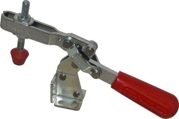 De-Sta-Co - 375 Lb Holding Capacity, Vertical Handle, Manual Hold Down Toggle Clamp - 60° Handle Movement, 185° Bar Opening, U-Bar, Flanged Base, Electro-Plated Zinc, Carbon Steel - Eagle Tool & Supply