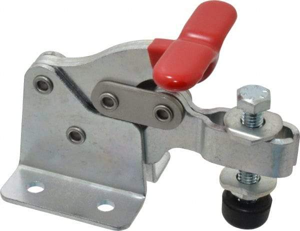 De-Sta-Co - 350 Lb Holding Capacity, Horizontal Handle, Manual Hold Down Toggle Clamp - 173° Handle Movement, 92° Bar Opening, U-Bar, Flanged Base, Electro-Plated Zinc, Carbon Steel - Eagle Tool & Supply