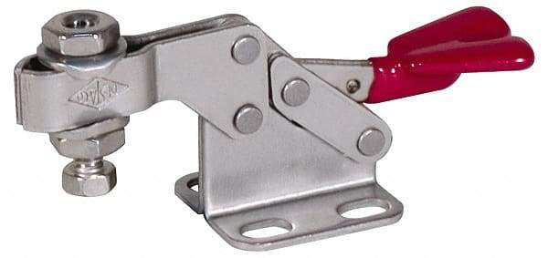 De-Sta-Co - 750 Lb Holding Capacity, Horizontal Handle, Manual Hold Down Toggle Clamp - 168° Handle Movement, 90° Bar Opening, U-Bar, Flanged Base, Electro-Plated Zinc, Stainless Steel - Eagle Tool & Supply