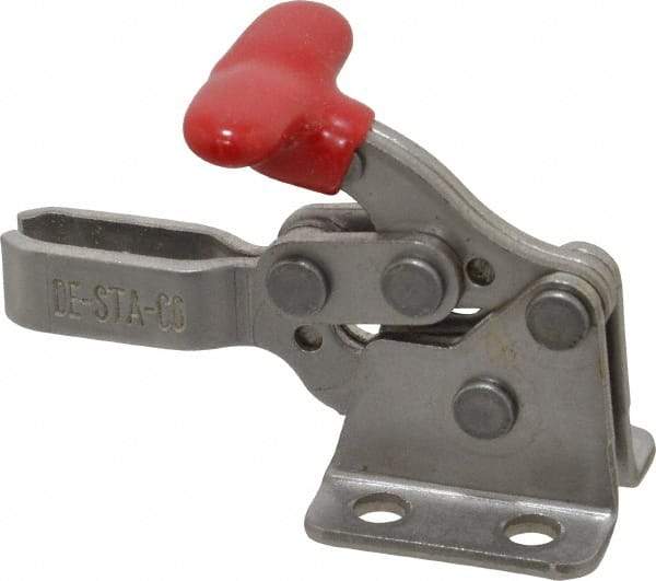 De-Sta-Co - 200 Lb Holding Capacity, Horizontal Handle, Manual Hold Down Toggle Clamp - 170° Handle Movement, 90° Bar Opening, U-Bar, Flanged Base, Electro-Plated Zinc, Stainless Steel - Eagle Tool & Supply