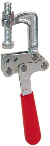 De-Sta-Co - 3558.58 N Load Capacity, 1.25" Throat Depth, 8.28" OAL, Stainless Steel, C Style Plier Clamp - 1.78" Max Jaw Capacity, 1/2-13 Spindle, 2.94" Open Throat Height, Red Handle, Spindle End - Eagle Tool & Supply