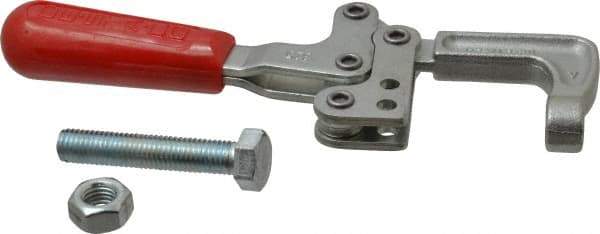 De-Sta-Co - 3558.58 N Load Capacity, 1.25" Throat Depth, 8.28" OAL, Carbon Steel, C Style Plier Clamp - 1.78" Max Jaw Capacity, M12x1.75 Spindle, 2.94" Open Throat Height, Red Handle, Spindle End - Eagle Tool & Supply