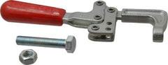 De-Sta-Co - 3558.58 N Load Capacity, 1.25" Throat Depth, 8.28" OAL, Carbon Steel, C Style Plier Clamp - 1.78" Max Jaw Capacity, M12x1.75 Spindle, 2.94" Open Throat Height, Red Handle, Spindle End - Eagle Tool & Supply