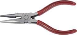 Proto - 5-9/16" OAL, 1-11/16" Jaw Length x 1/2" Jaw Width, Long Nose Side Cutting Chain Nose Pliers - Serrated Jaw, Needle Nose Head, Plastisol Handles, with Spring - Eagle Tool & Supply