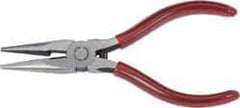 Proto - 5-9/16" OAL, 1-11/16" Jaw Length x 1/2" Jaw Width, Long Nose Side Cutting Chain Nose Pliers - Serrated Jaw, Needle Nose Head, Plastisol Handles, with Spring - Eagle Tool & Supply