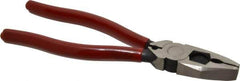 Proto - 8-3/8" OAL, 1-3/4" Jaw Length x 1-1/16" Jaw Width, Linesman's Pliers - Serrated Pipe Jaw, Flat Nose Head, Plastisol Handles - Eagle Tool & Supply