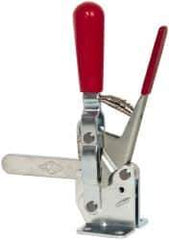De-Sta-Co - 750 Lb Holding Capacity, Vertical Handle, Manual Hold Down Toggle Clamp - 58° Handle Movement, 103° Bar Opening, Solid Bar, Flanged Base, Electro-Plated Zinc, Carbon Steel - Eagle Tool & Supply