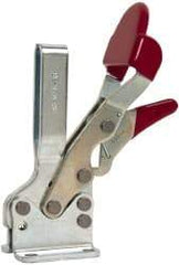 De-Sta-Co - 750 Lb Holding Capacity, Horizontal Handle, Manual Hold Down Toggle Clamp - 70° Handle Movement, 92° Bar Opening, U-Bar, Flanged Base, Electro-Plated Zinc, Carbon Steel - Eagle Tool & Supply