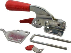 De-Sta-Co - 720 Lb Capacity, Horizontal, U Hook, Flanged Base, Carbon Steel Pull Action Latch Clamp - 1-3/4" Drawing Movement, 6.07" OAL, Threaded U Hook, Straight Handle - Eagle Tool & Supply