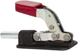 De-Sta-Co - 2,500 Lb Load Capacity, Flanged Base, Carbon Steel, Standard Straight Line Action Clamp - 6 Mounting Holes, 0.34" Mounting Hole Diam, 0.62" Plunger Diam, Straight Handle - Eagle Tool & Supply