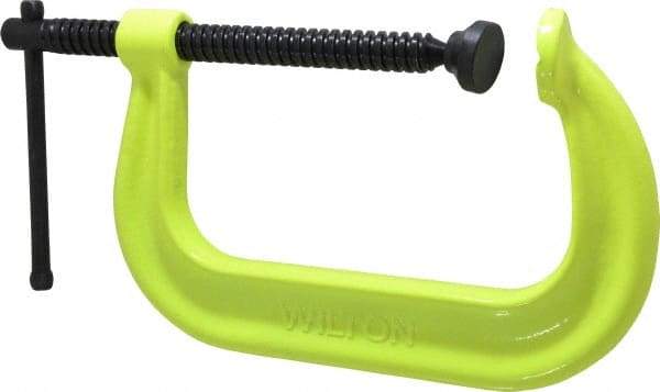 Wilton - Regular-Duty 6-1/16" Max Opening, 4-1/8" Throat Depth, Forged Steel Standard C-Clamp - 6,600 Lb Capacity, 0" Min Opening, Deep Throat, Alloy Steel Screw - Eagle Tool & Supply