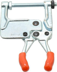Lapeer - 181.44 Kg Load Capacity, 1-3/16" Throat Depth, 4-3/4" OAL, Carbon Steel, C Style Plier Clamp - 1-15/16" Max Jaw Capacity, 1/4-20 Spindle, 1.94" Open Throat Height, Orange Handle, Spindle End - Eagle Tool & Supply